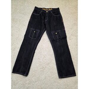 Attitude Gold Jeans Mens 36x34* Black Denim Cargo Brooklyn Fit Straight Leg